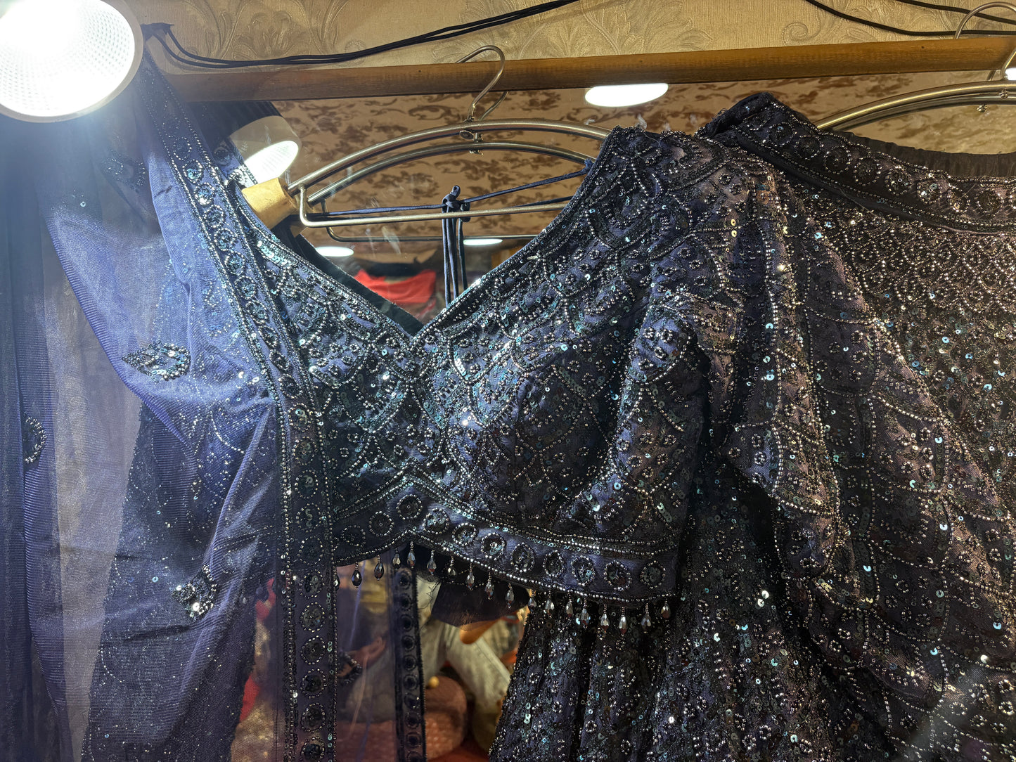 Lovely navy blue crop top Lehenga