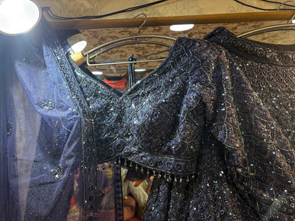 Lovely navy blue crop top Lehenga