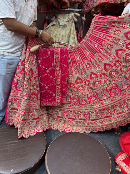 Rani Pink Peacock Designer Bridal Lehenga