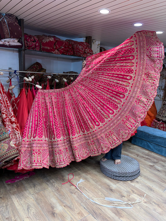 Hot Rani Pink Bridal Lehenga
