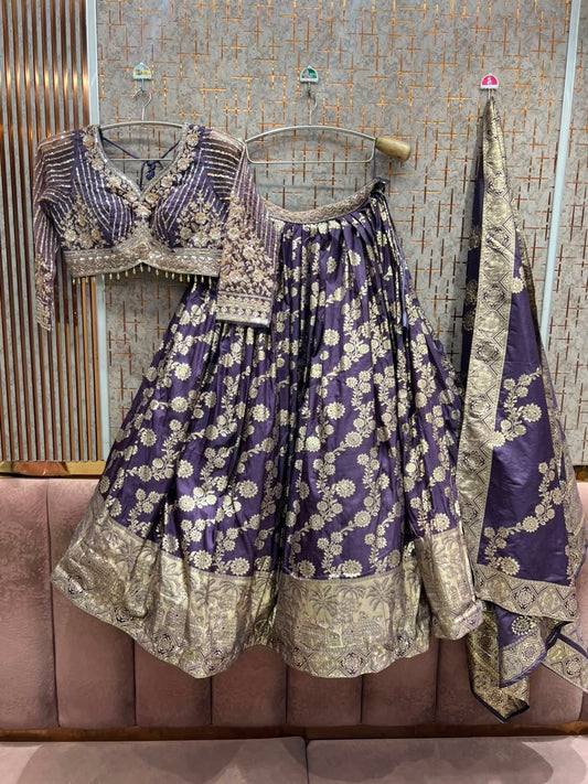 Purple Crop Top Lehenga