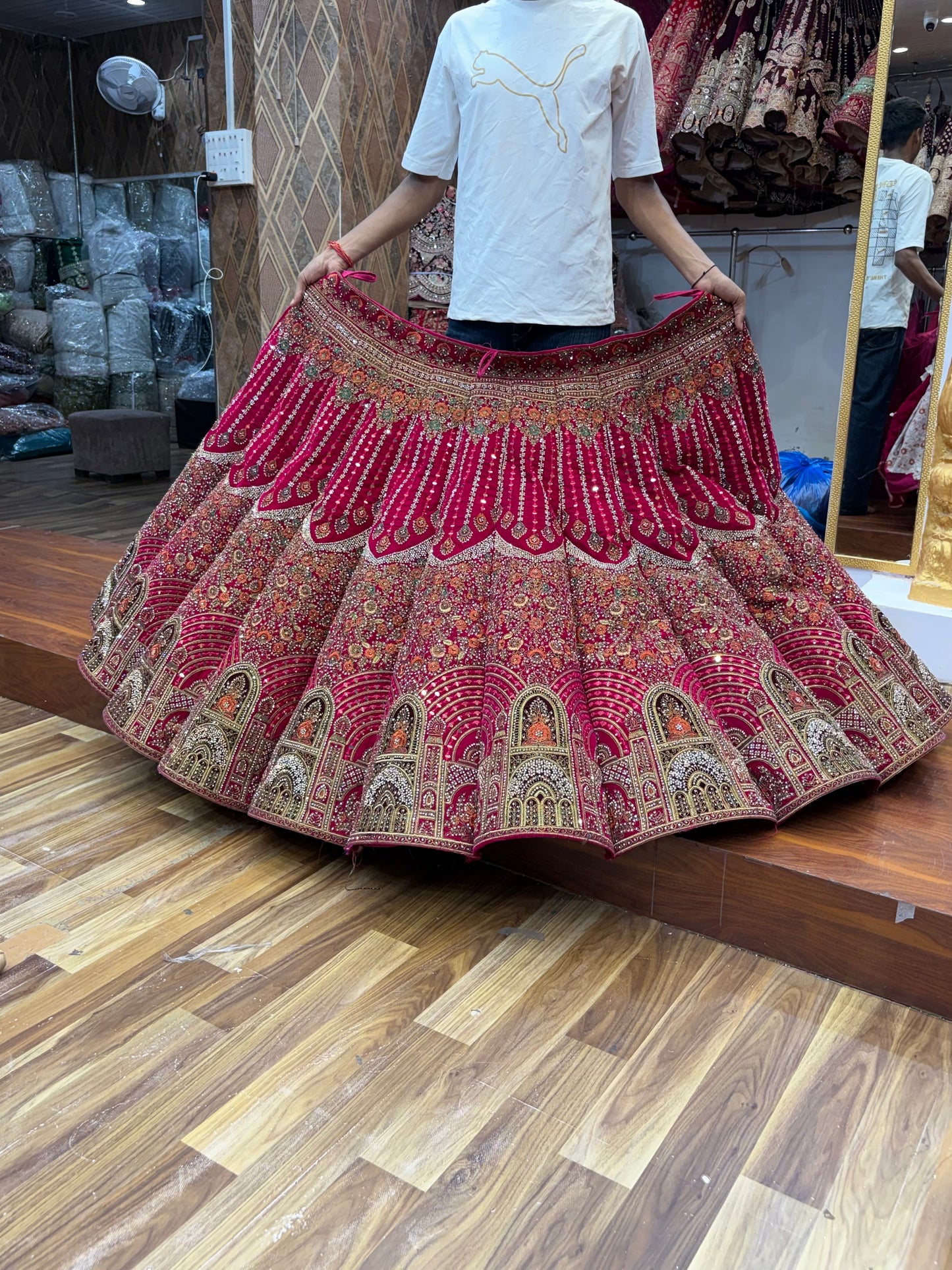 Rani Pink Jhumka Ball Bridal Lehenga
