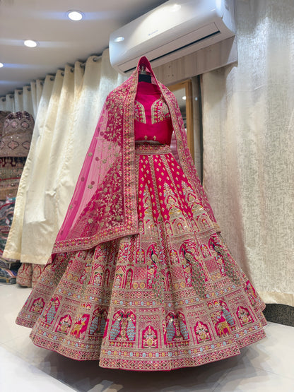 Astonishing Rani pink bridal Lehenga
