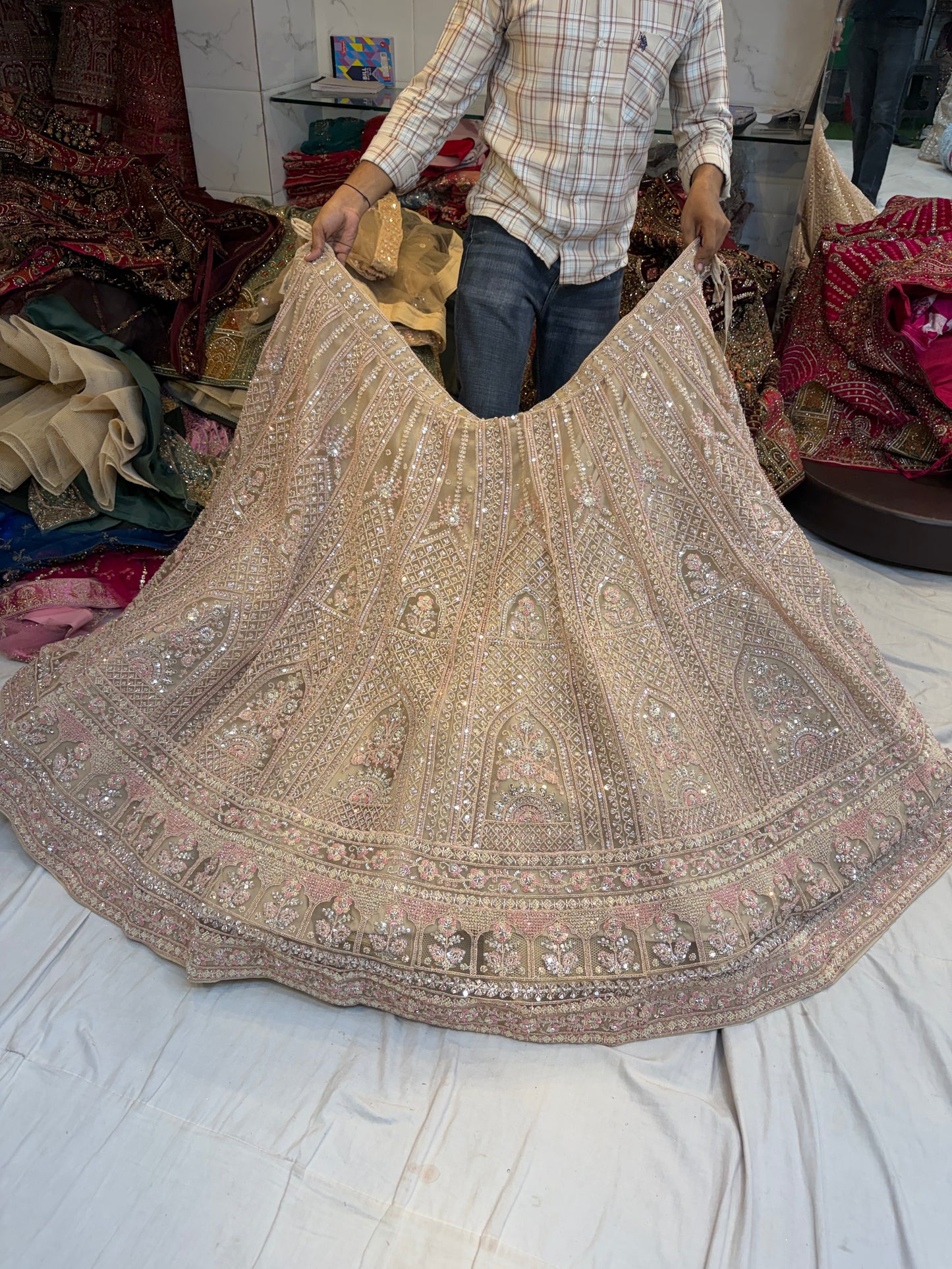 Beige Golden Lehenga