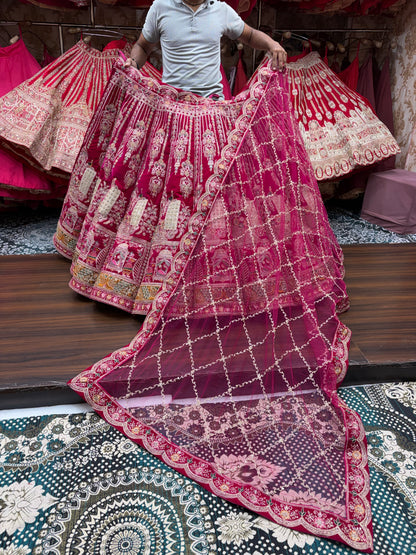 Rani Pink Doli Barat Ball Bridal Lehenga - Shopping World