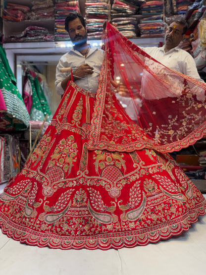 Lovely peacock rani pink bridal Lehenga
