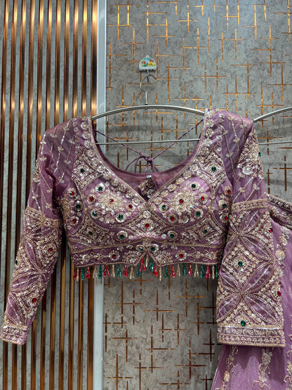 Pink jewellery theme Crop top Lehenga