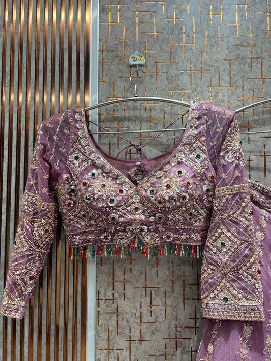 Pink Crop top Lehenga