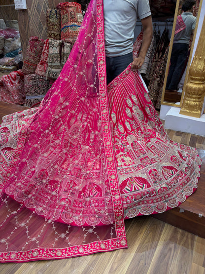 Rani Pink Peacock Designer Bridal Lehenga - Shopping World