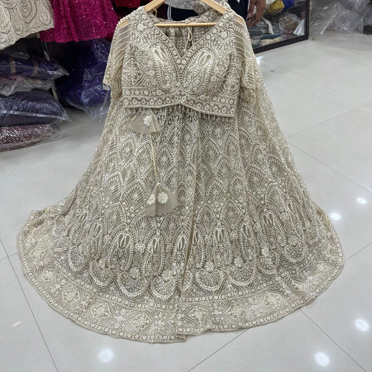Golden on Golden Monotone Crop Top Lehenga