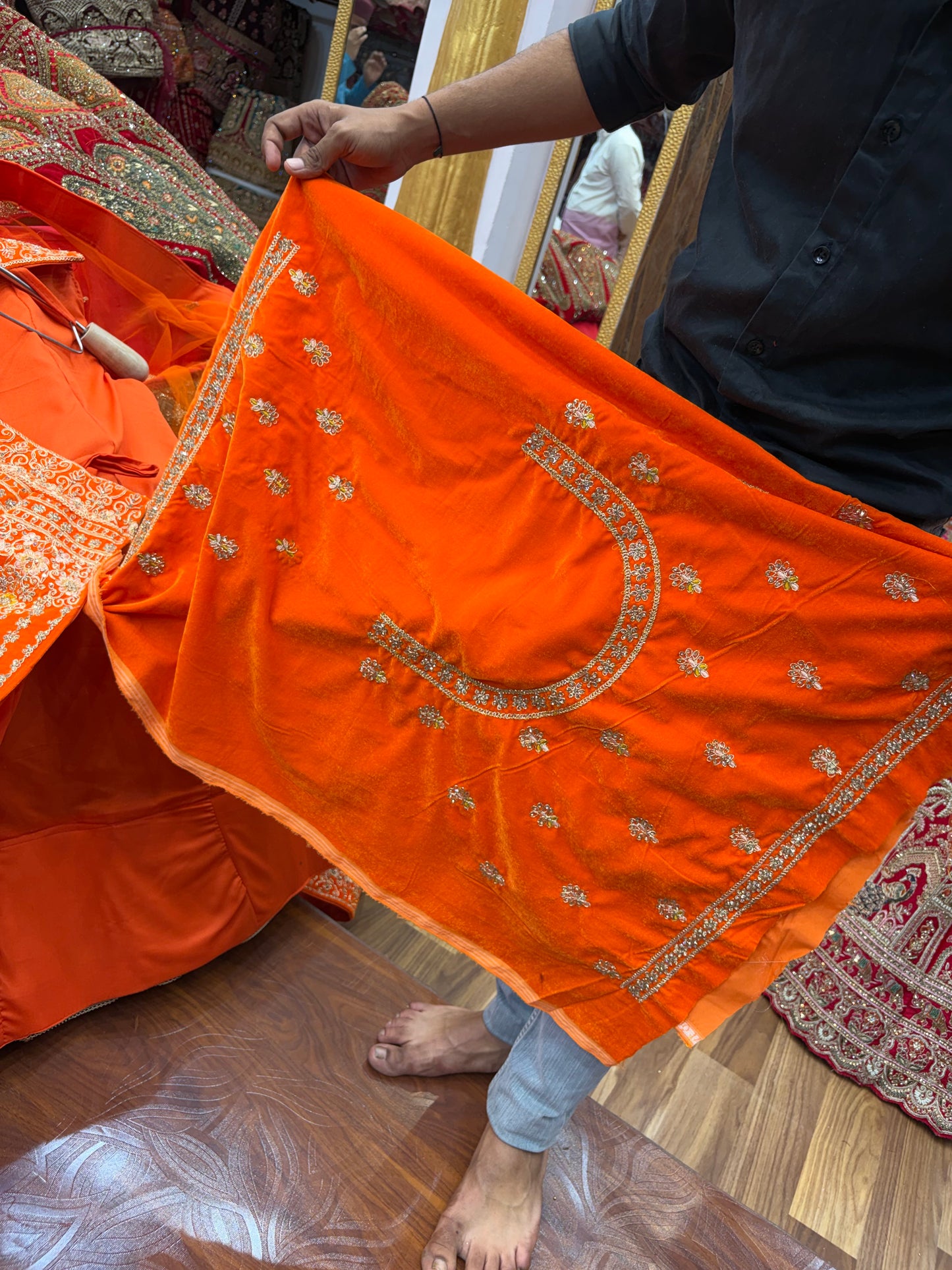 Rust orange Jhumka Ball Lehenga