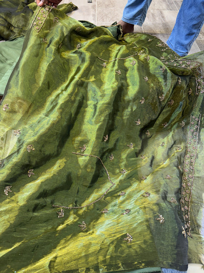 Magnificent Mehendi green Lehenga