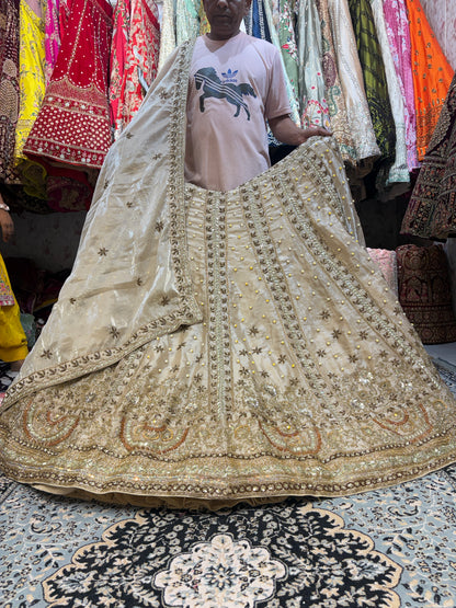 Lovely golden pearl handwork Lehenga