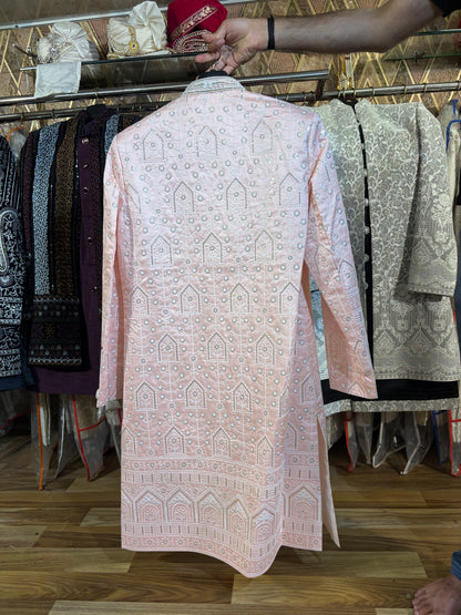 Pink Jodhpuri indo western blazer kurta Sherwani
