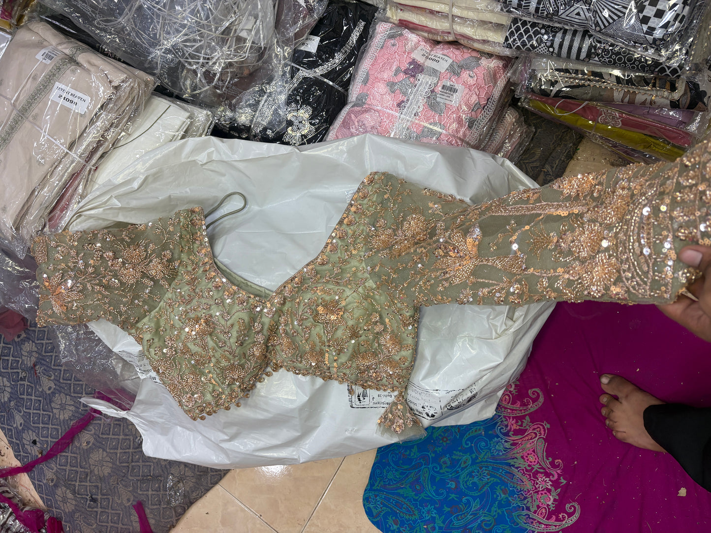 16 kali Engaging pista green crop top Lehenga