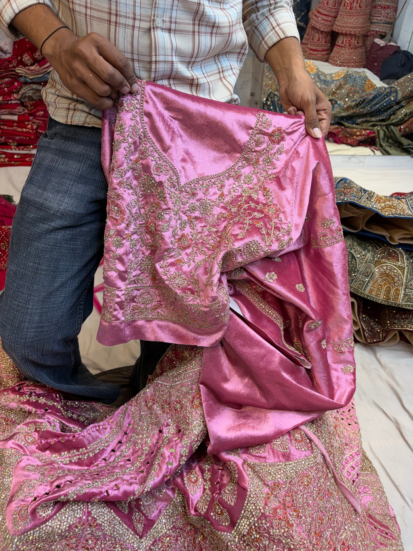 Heavy Jhumka Blue Lehenga