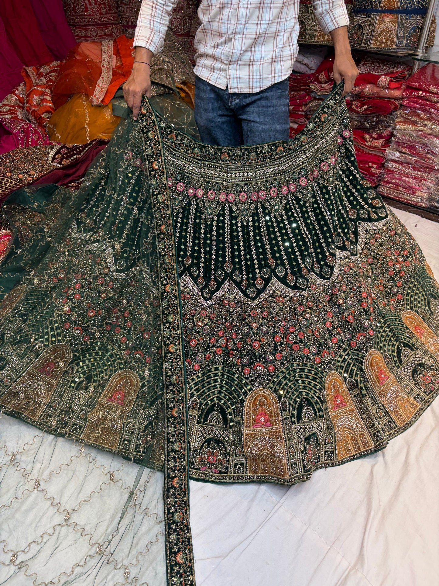 Heavy Jhumka Blue Lehenga