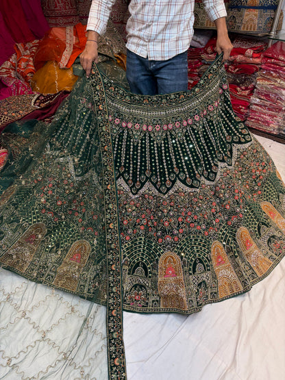 Heavy Jhumka Blue Lehenga