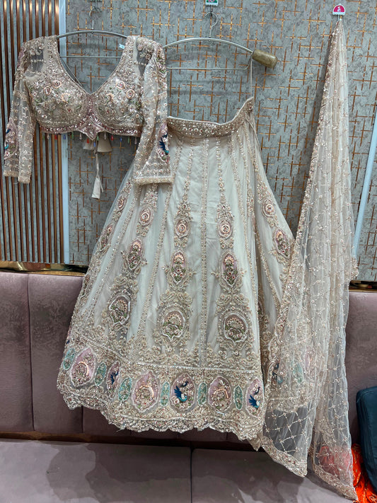 White Crop Top Lehenga