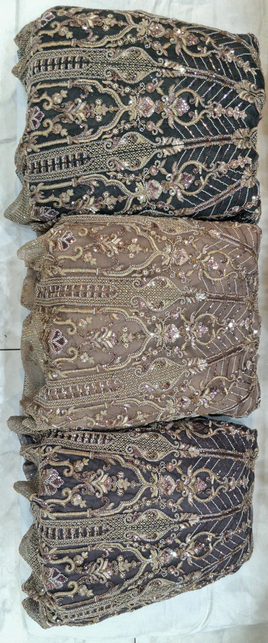 Glamorous Beige peach 16 kali Handwork Crop Top Lehenga