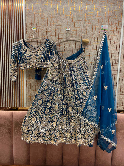 Sky Blue Crop Top Lehenga