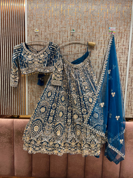 Sky Blue Crop Top Lehenga