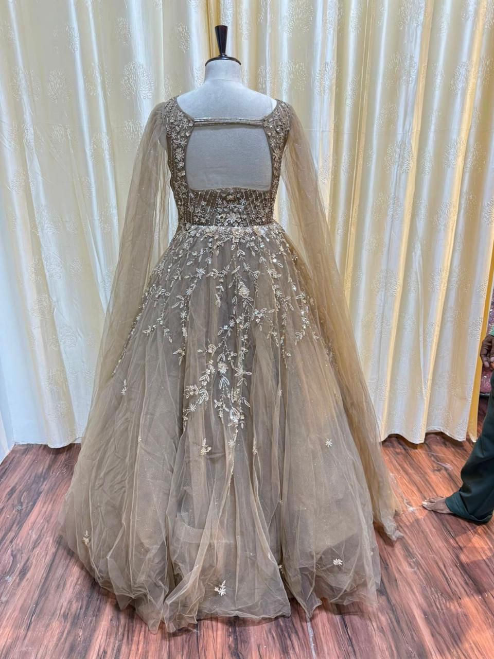 Baby pink brown mint green golden gown Lehenga