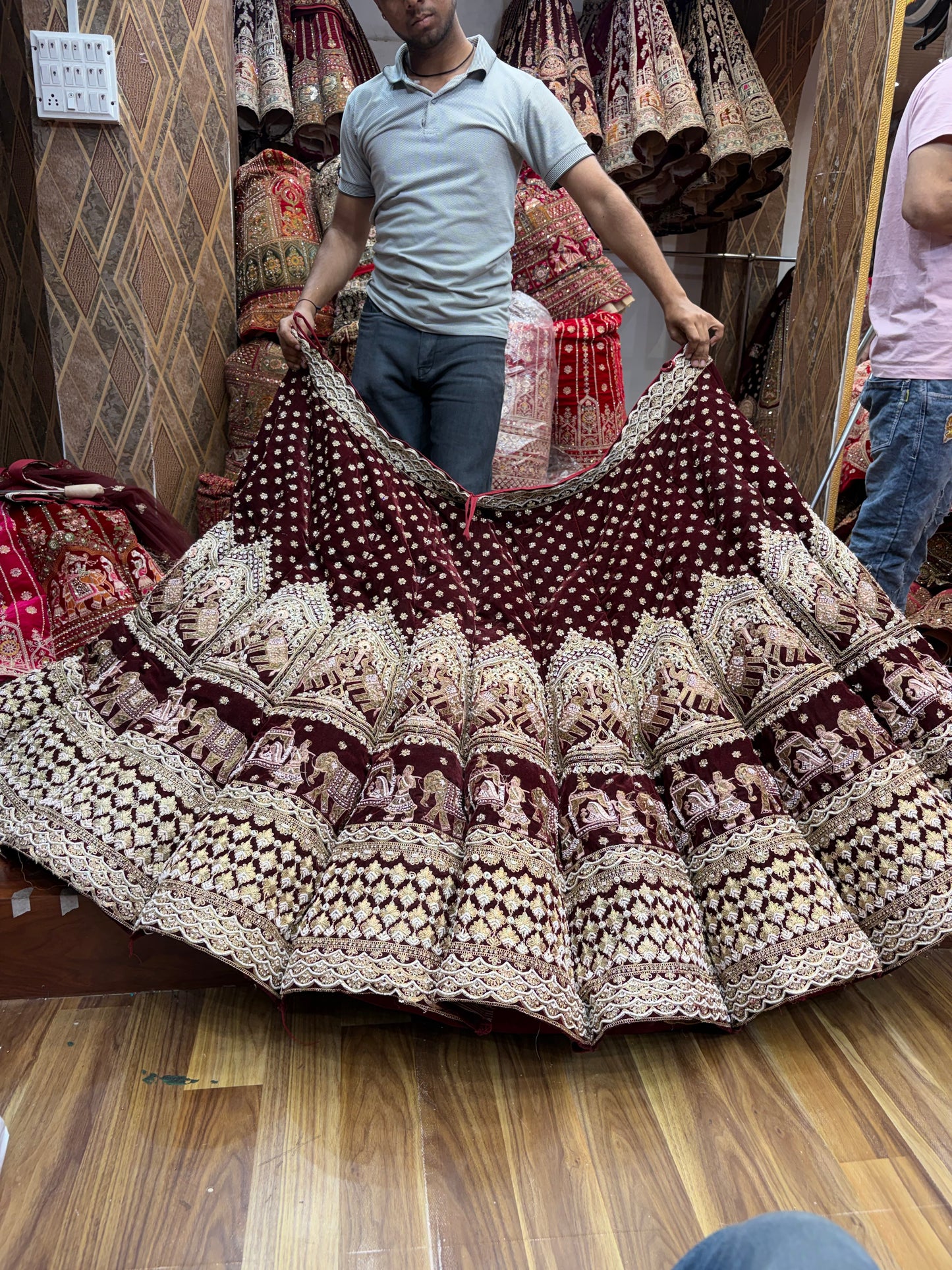 Maroon Doli Barat Heavy Ball Bridal Lehenga