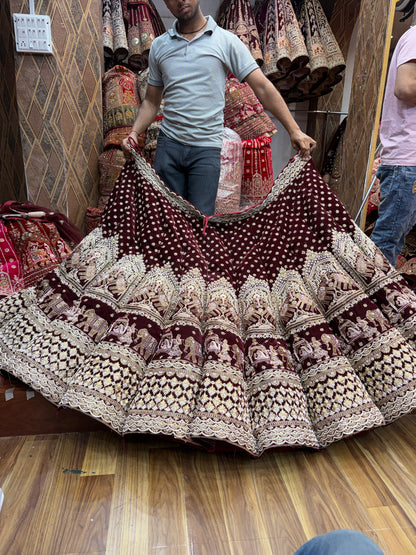 Maroon Doli Barat Heavy Ball Bridal Lehenga