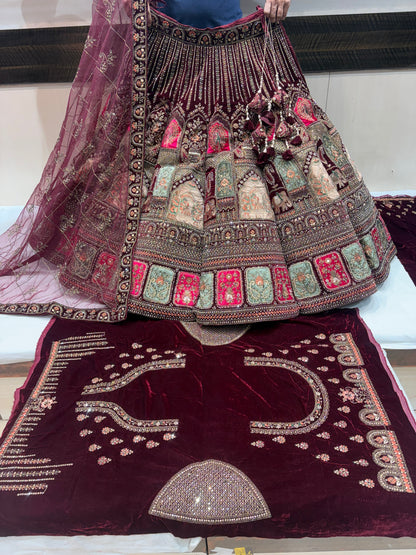 Beautiful Maroon Doli Barat Ball bridal Lehenga