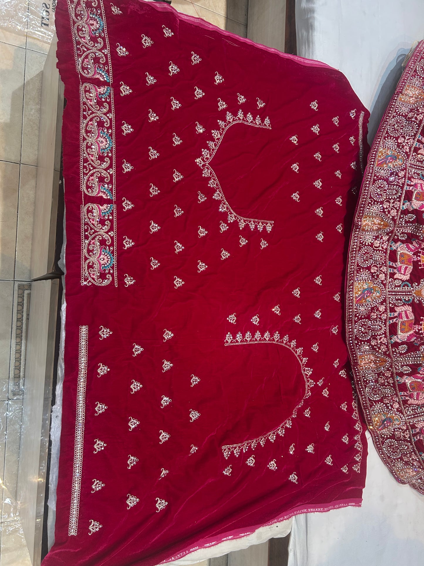 Lovely red Rani pink figur doli barat rajwada bridal lehenga