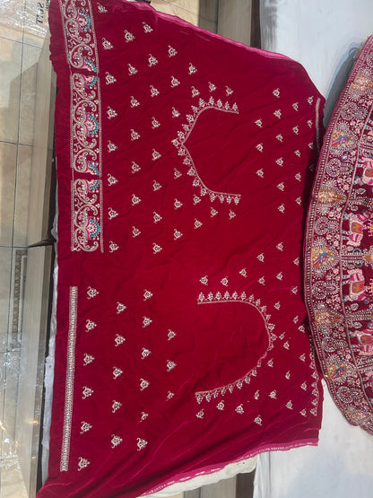 Lovely red Rani pink figur doli barat rajwada bridal lehenga