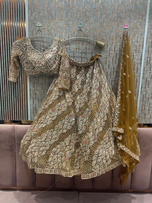 Mustard Crop Top Lehenga