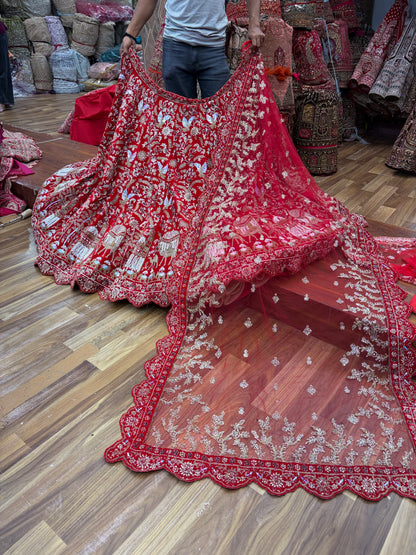 Maroon Peacock Ball Bridal Lehenga
