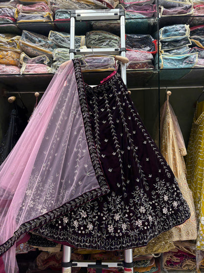 Lovely purple pink handwork Lehenga
