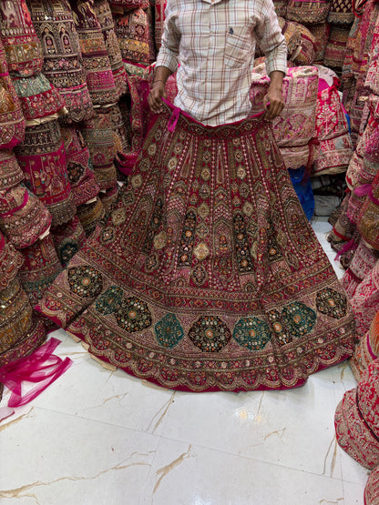 Heavy Dark Rani pink Bridal Lehenga