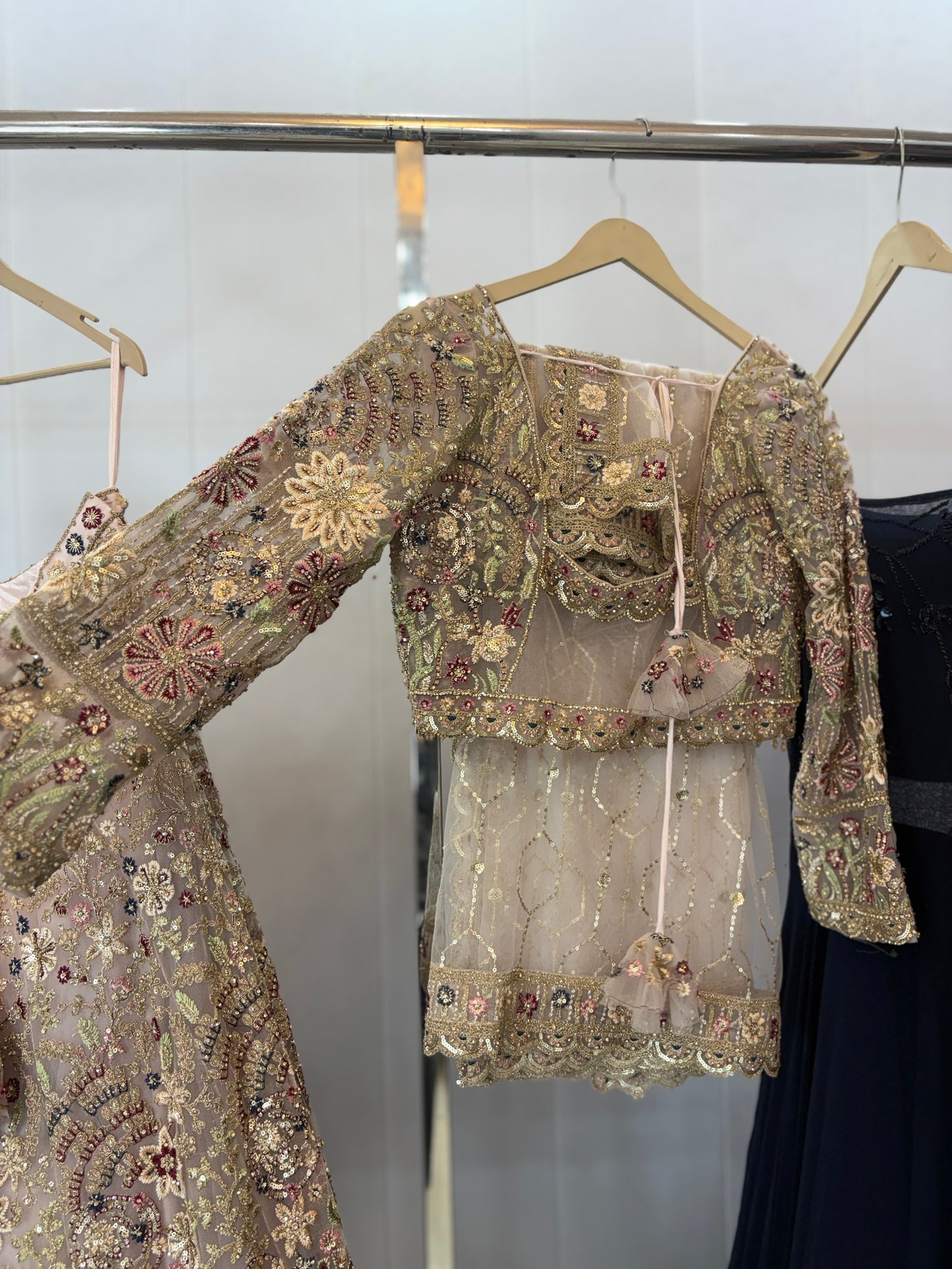 Glamorous peach Crop top Lehenga