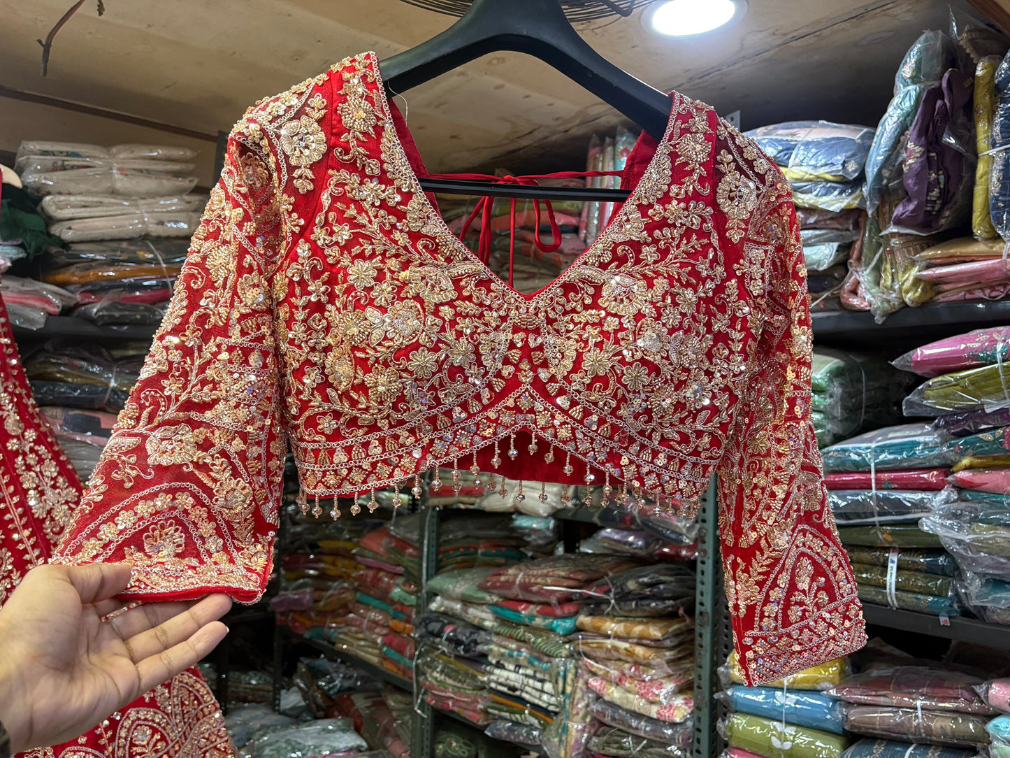 Engaging Red Crop Top Lehenga