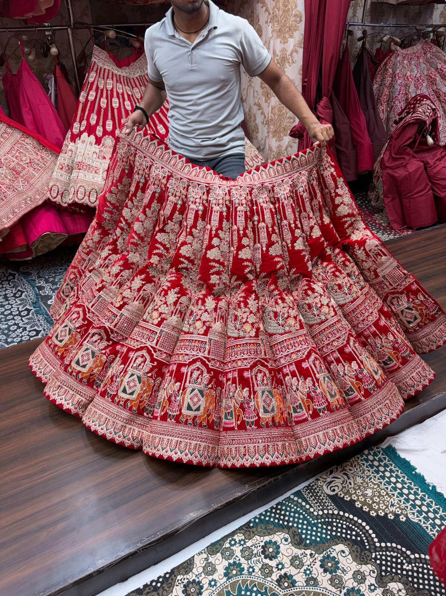 Rani Pink Doli Barat Peacock Ball Bridal Lehenga - Shopping World
