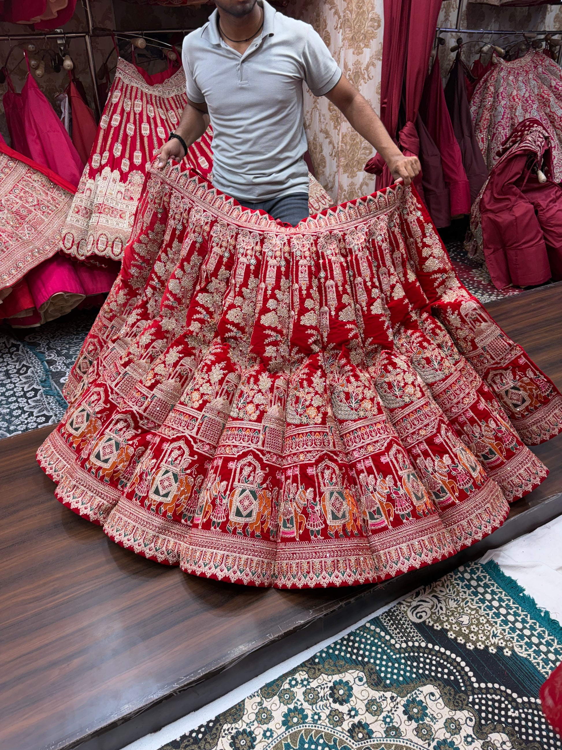 Rani Pink Doli Barat Peacock Ball Bridal Lehenga - Shopping World