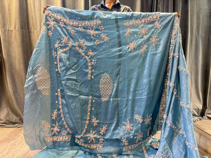 Impresionante lehenga azul cielo