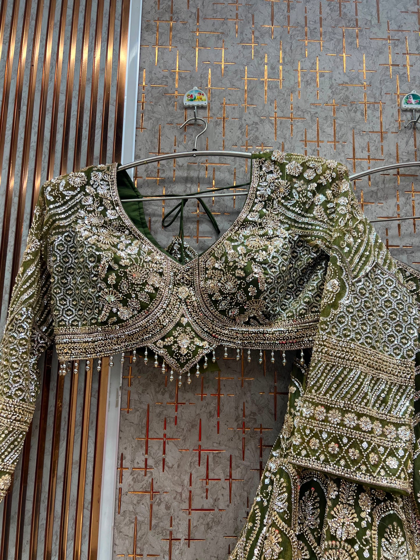 Mehndi’s greenCrop top Lehenga