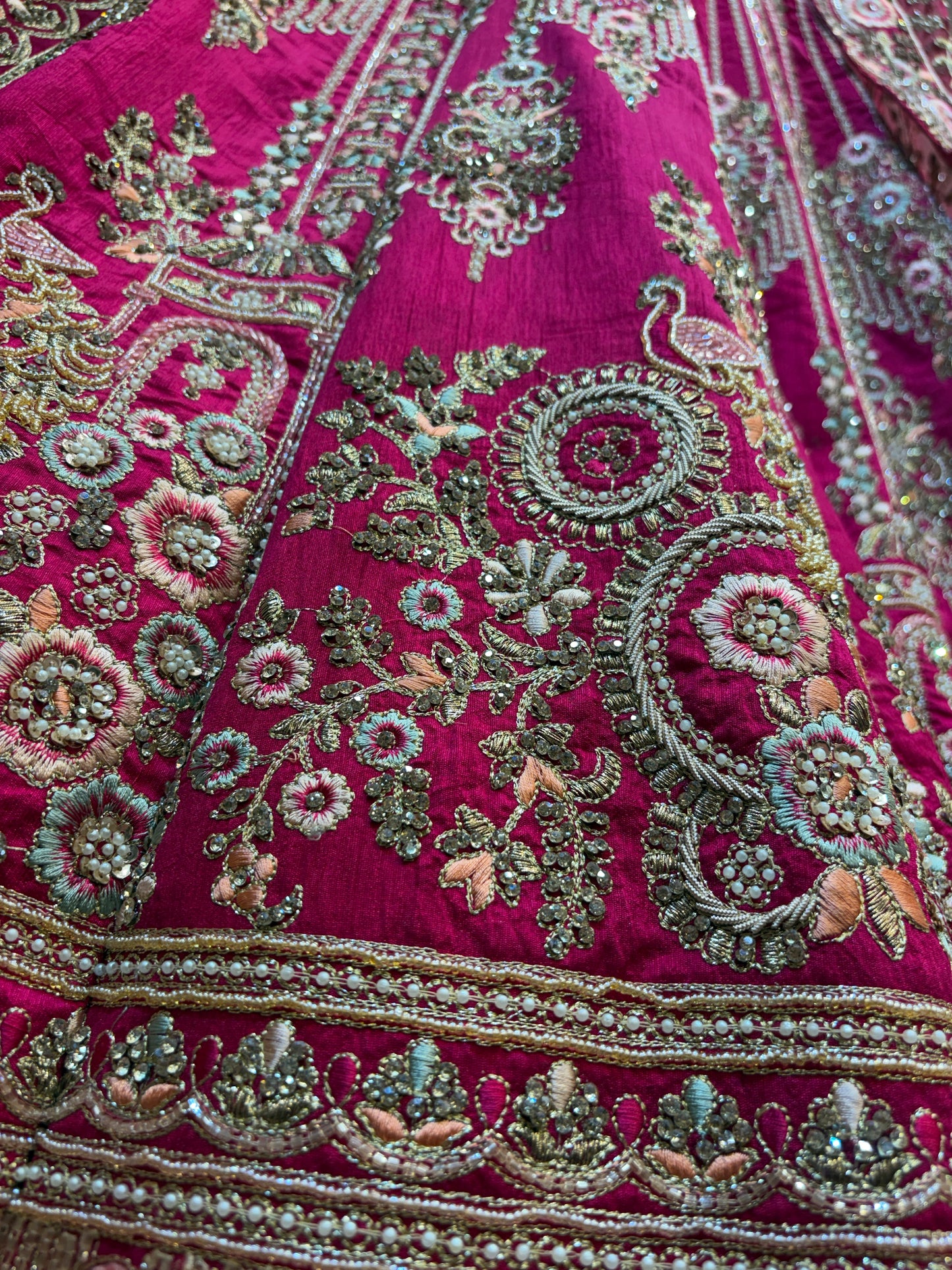 Designer rani pink double dupatta bridal Lehenga Delhi Chandni Chowk