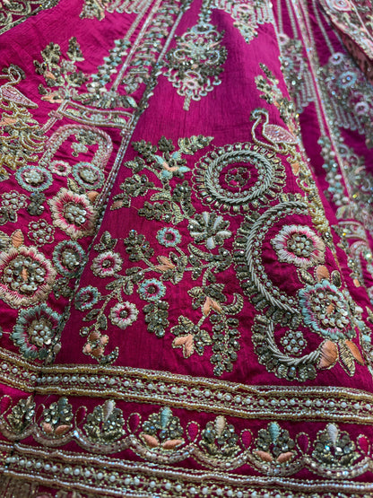 Designer rani pink double dupatta bridal Lehenga Delhi Chandni Chowk