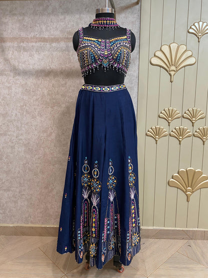 Blue Long Sharara Suit Dress Material