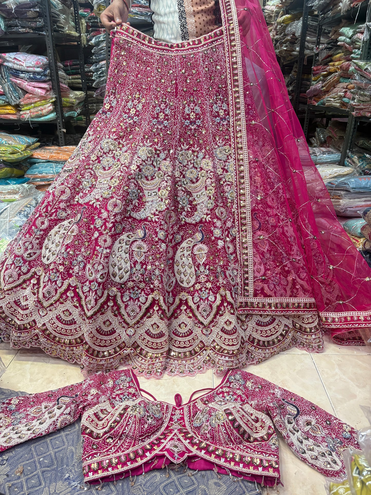 Something different Light pink peacock crop top Lehenga Happy Customer