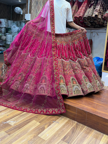 Rani Pink Jhumka Ball Bridal Lehenga