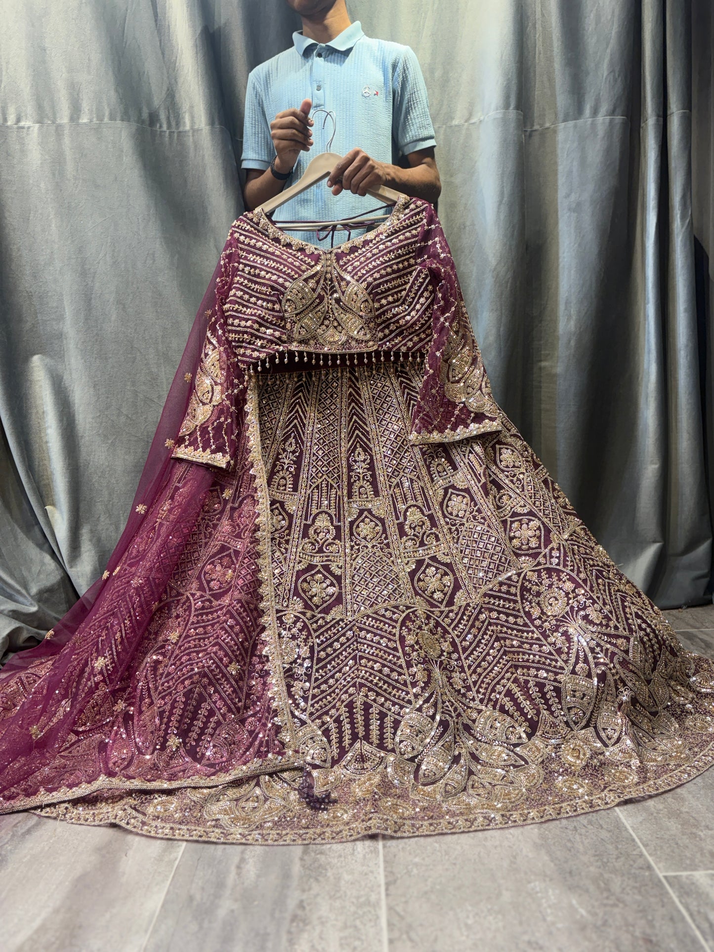Glamorous Hot pink Crop Top Lehenga