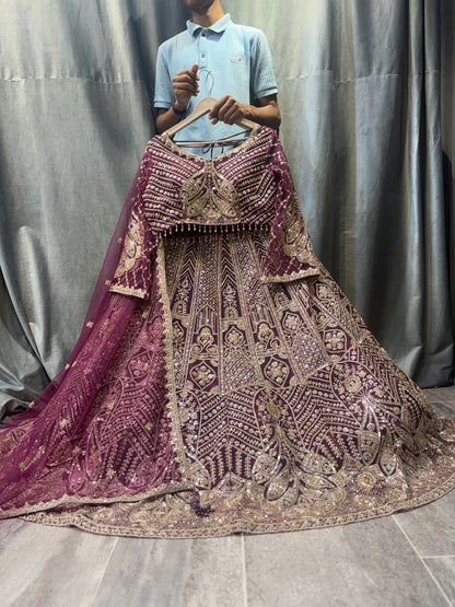 Glamorous Hot pink Crop Top Lehenga