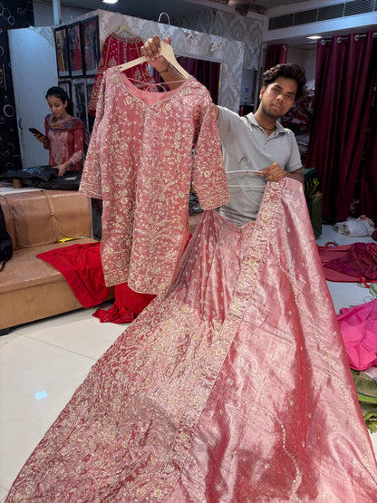 Pink peplum long Dress Farshi Gaharara Dress Special